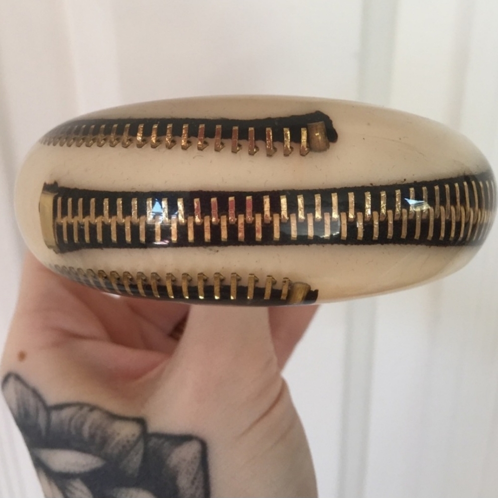 Vintage Gold and Black Patterned Bracelet